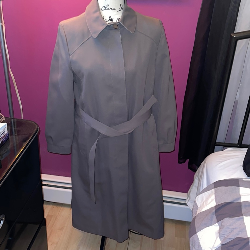 Gray Trench Coat with Button Closure